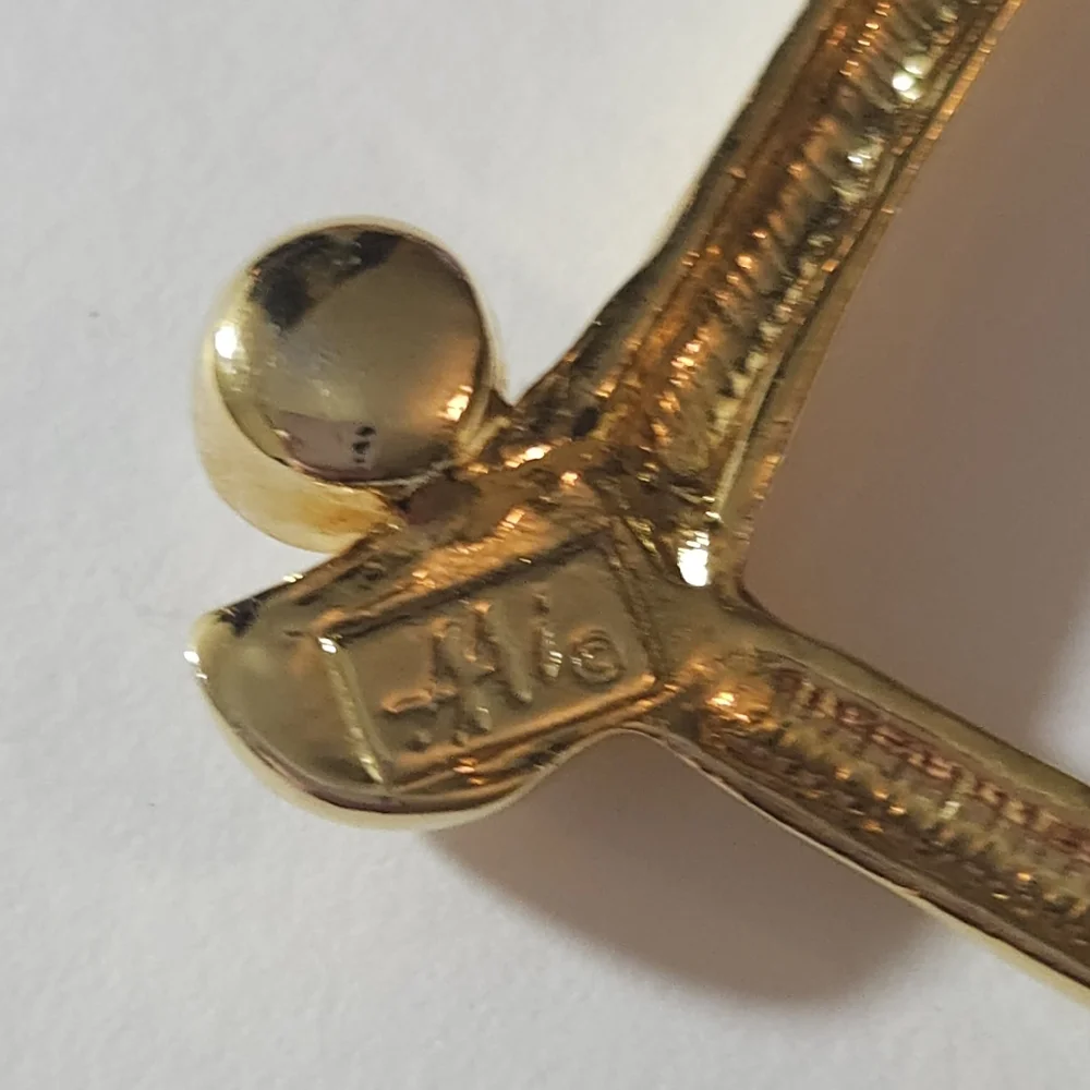Vintage AAi Gold Plated Crystal Heart Brooch or Pin Signed AAi